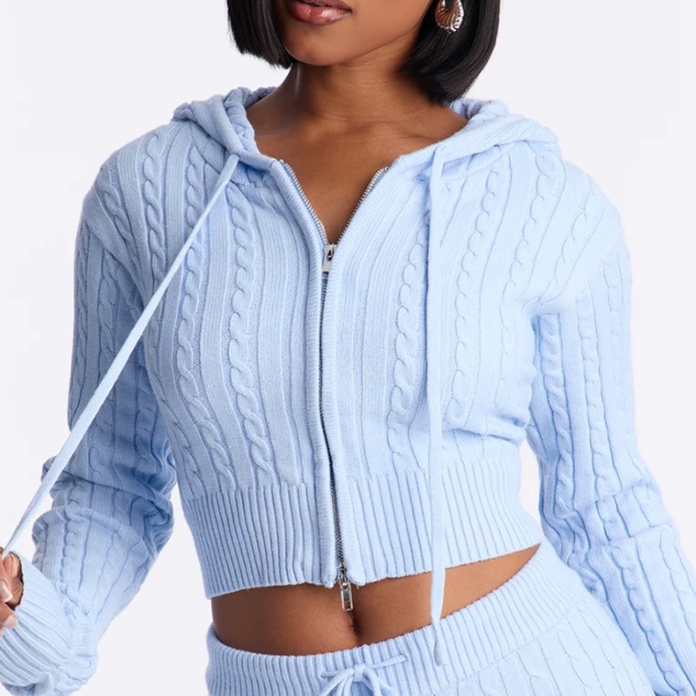 Blue Cable Knit Shorts/Sweater Set